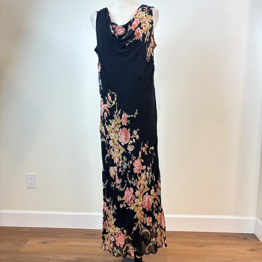 Bias Cut Maxi Dress Women 18W Vintage 90s Y2K Beaded Dark Romantic Whimsigoth